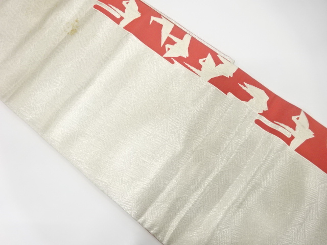 JAPANESE KIMONO / ANTIQUE FUKURO OBI / SILK / WOVEN ORIGAMI CRANE